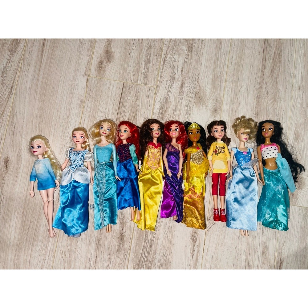 Disney Princess Doll Lot of 9 - Elsa Ariel Belle Cinderella Jasmine Comfy Squad⁠